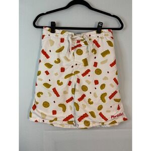 Portillo's Hot Dogs Mens Medium Swim Trunks White Food Giardiniera Print Chicago